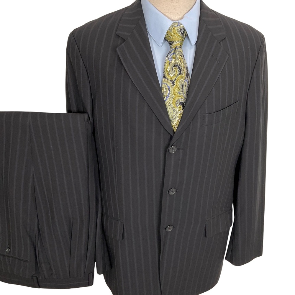 Ticknors TALLIA UOMO Suit Mens 44L 35W 31L‎ Charcoal Pinstripe Classic Wool